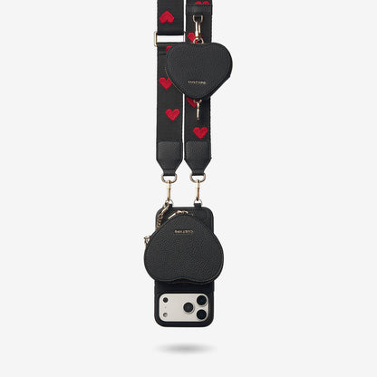 Heart Design Kit Sling Phone Case with Magnetic & Heart Pouch