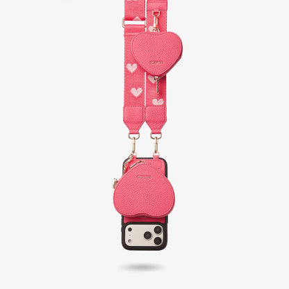 Heart Design Kit Sling Phone Case with Magnetic & Heart Pouch