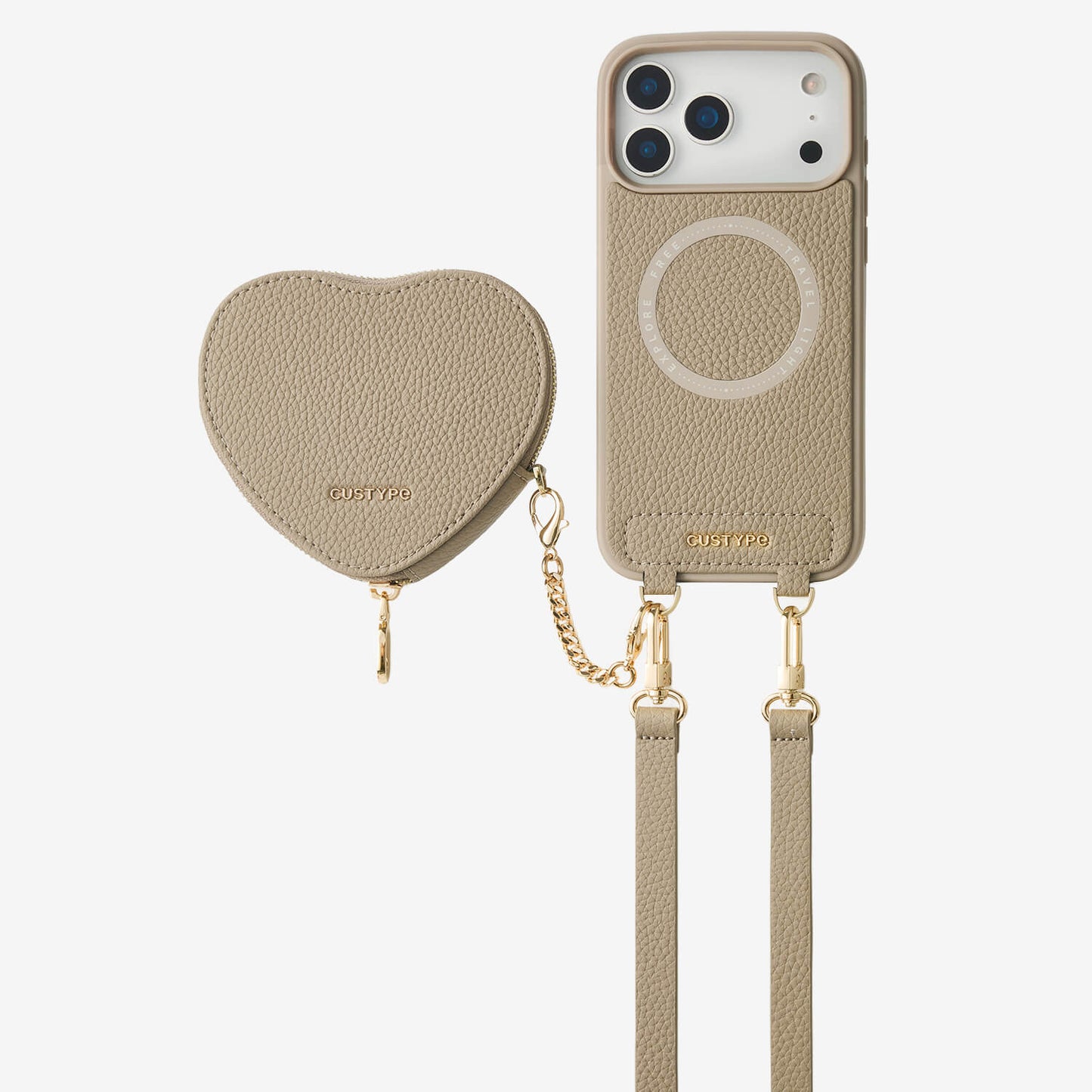 Heart Design Kit Sling Phone Case with Magnetic & Heart Pouch